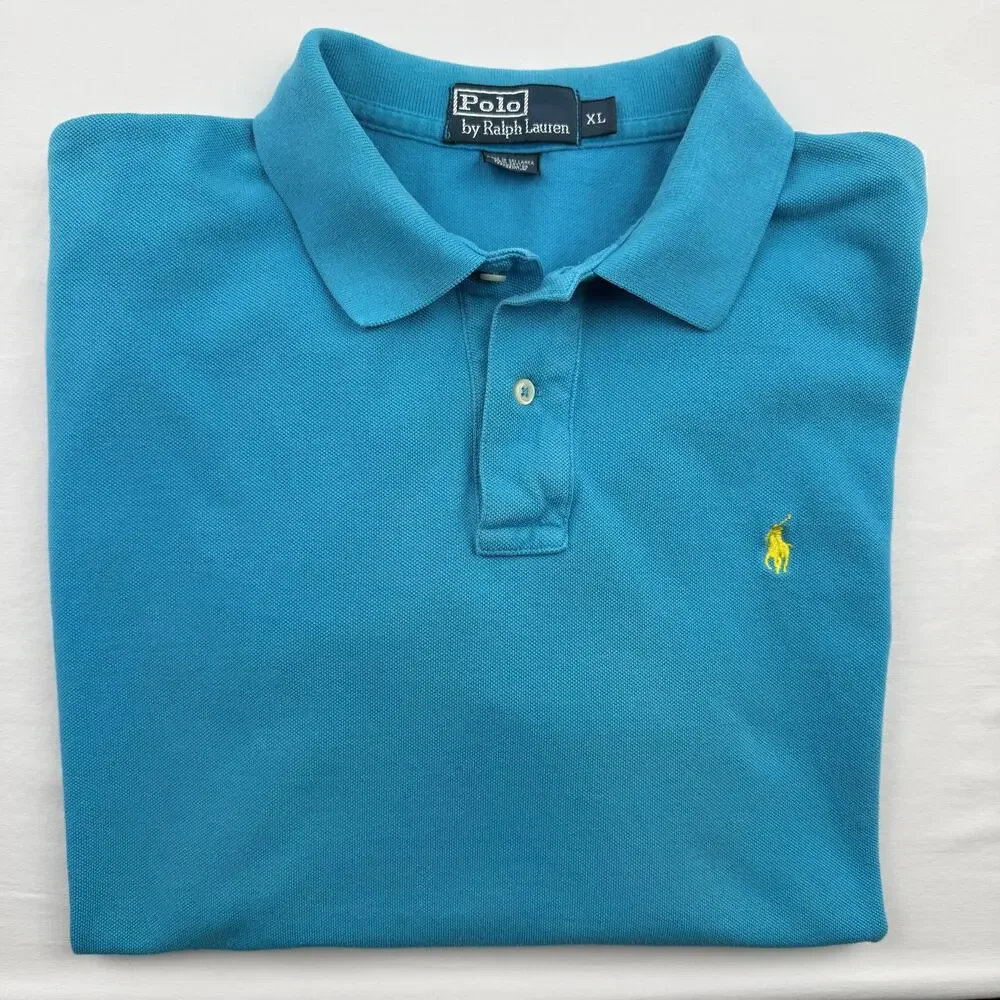 Polo Ralph Lauren Polo Shirt XL Turquoise Blue Cotton Classic Preppy Casual